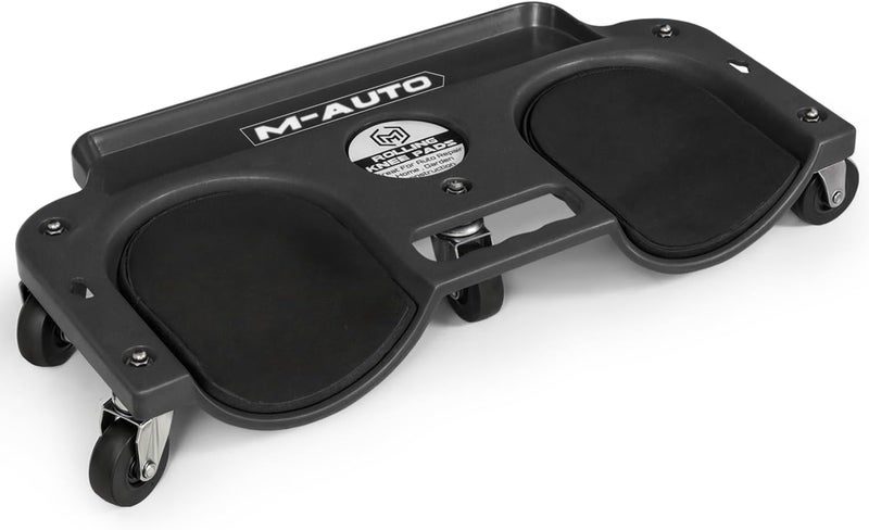 M-AUTO Rolling Knee Creeper Durable Knee Pads with Full 360 Degree Turn Casters and Tool Tray, Garage Kneeling Pads on Swivel Castors for Home Workshop Auto Repairing Maintaining, Black - Image 1